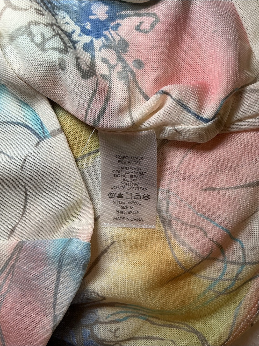 Floral Watercolor Cowl Neck Sleeveless Top - White/Multi - Picture 7 of 7